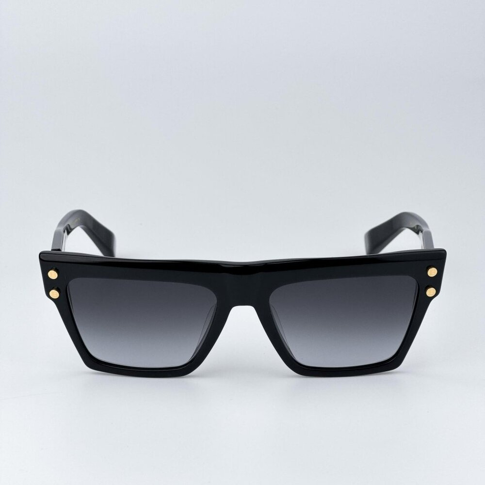 Balmain B-V BPS-121A-54 Women BRAND NEW Sunglasses Titanium Black Gold Grey Cat